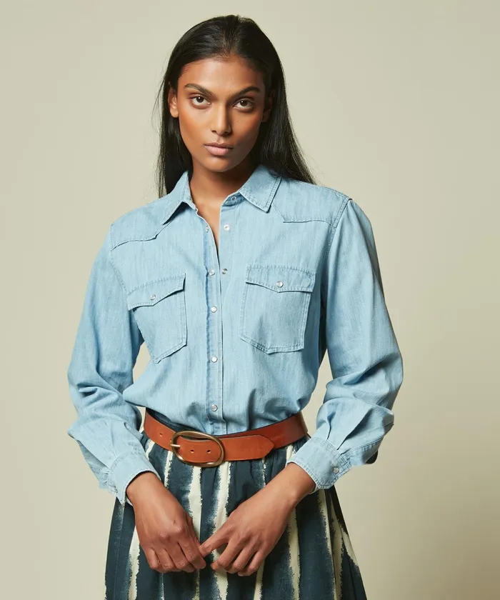 Women Hartford Shirts and Tops Light Indigo Chambray California Shirt