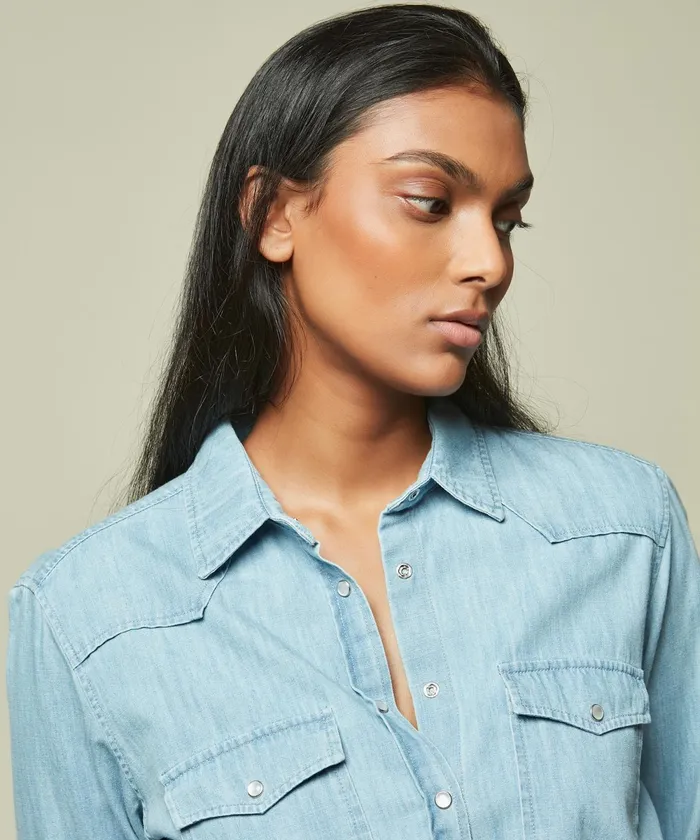 Women Hartford Shirts and Tops Light Indigo Chambray California Shirt