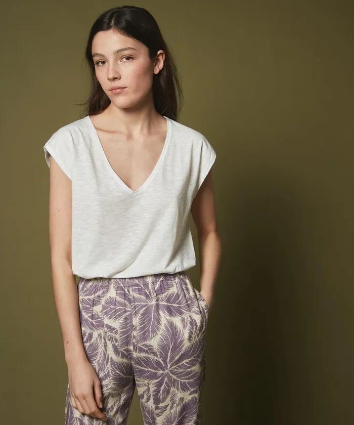 Women Hartford TShirts Slub Cotton White Tolunay TShirt