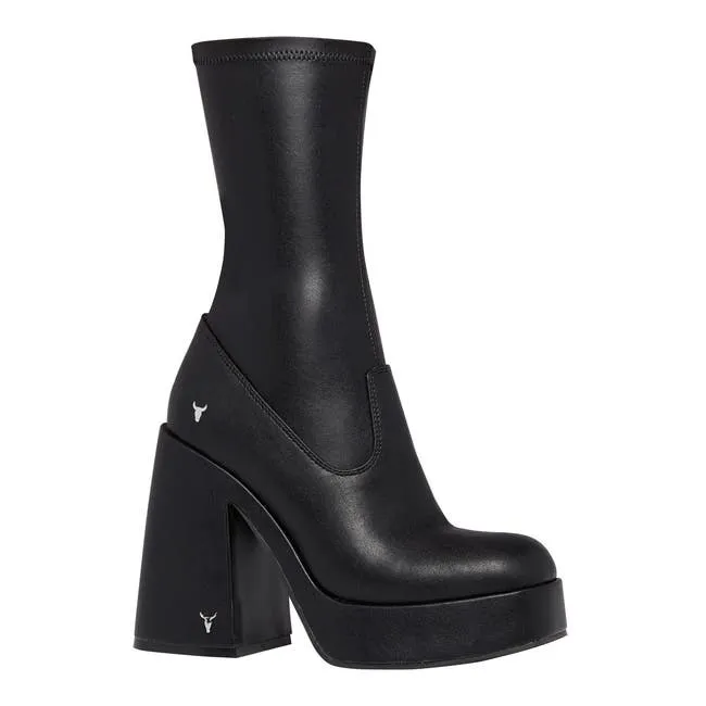 Women Hidden Black Stretch Platform Boots Windsor Smith Platforms