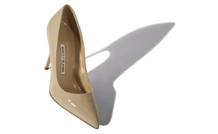 Women High Heels Manolo Blahnik BB PATENT Beige Patent Leather Pointed Toe Pumps Women High Heels Manolo Blahnik BB PATENT Beige Patent Leather Pointed Toe Pumps