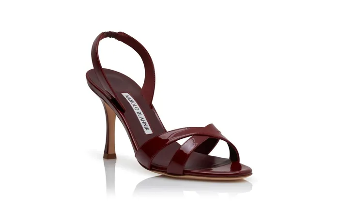 Women High Heels Manolo Blahnik CALLASLI Red Patent Leather Slingback Sandals Women High Heels Manolo Blahnik CALLASLI Red Patent Leather Slingback Sandals