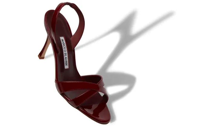 Women High Heels Manolo Blahnik CALLASLI Red Patent Leather Slingback Sandals Women High Heels Manolo Blahnik CALLASLI Red Patent Leather Slingback Sandals