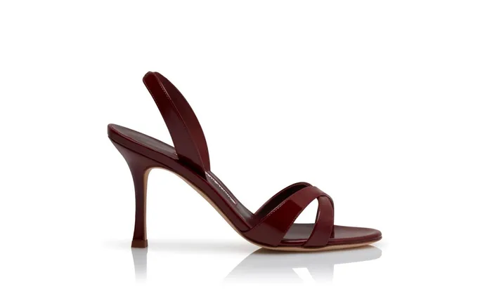 Women High Heels Manolo Blahnik CALLASLI Red Patent Leather Slingback Sandals Women High Heels Manolo Blahnik CALLASLI Red Patent Leather Slingback Sandals