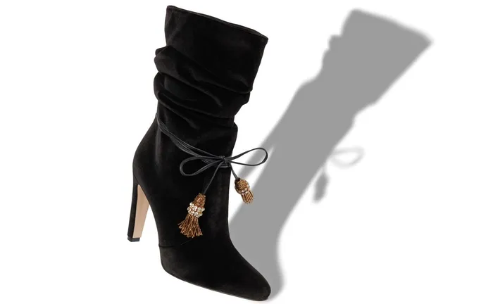 Women High Heels Manolo Blahnik CAVASHI Black Velvet Mid Calf Slouchy Boots Women High Heels Manolo Blahnik CAVASHI Black Velvet Mid Calf Slouchy Boots