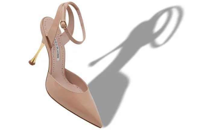 Women High Heels Manolo Blahnik PETA Light Beige Patent Pointed Toe Pumps Women High Heels Manolo Blahnik PETA Light Beige Patent Pointed Toe Pumps
