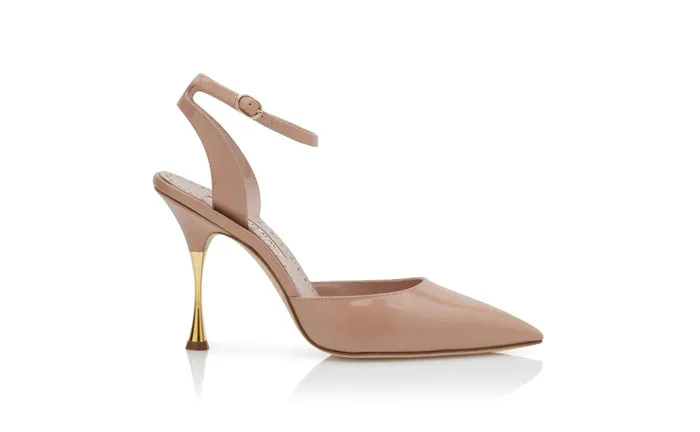 Women High Heels Manolo Blahnik PETA Light Beige Patent Pointed Toe Pumps Women High Heels Manolo Blahnik PETA Light Beige Patent Pointed Toe Pumps