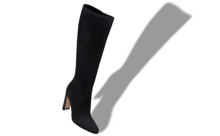 Women High Heels Manolo Blahnik ROSIEHI Black Suede Block Heel Knee High Boots Women High Heels Manolo Blahnik ROSIEHI Black Suede Block Heel Knee High Boots