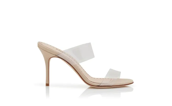 Women High Heels Manolo Blahnik SCOLTO Light Beige PVC SlipOn Sandals Women High Heels Manolo Blahnik SCOLTO Light Beige PVC SlipOn Sandals
