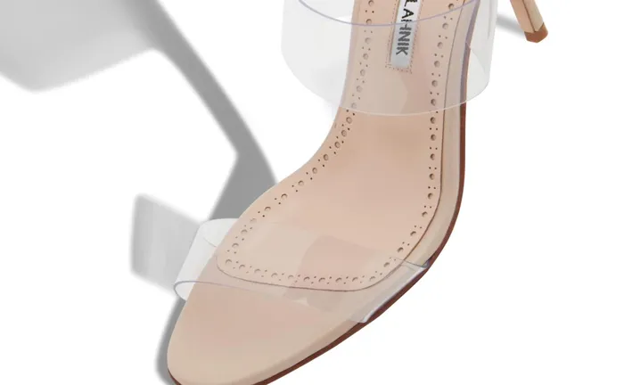 Women High Heels Manolo Blahnik SCOLTO Light Beige PVC SlipOn Sandals Women High Heels Manolo Blahnik SCOLTO Light Beige PVC SlipOn Sandals