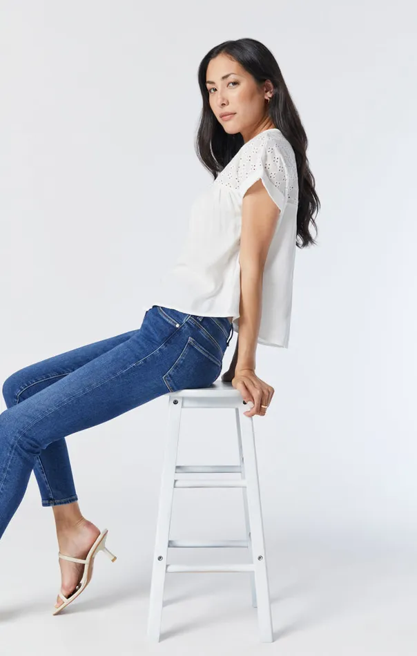 Women High Rise Tess Super Skinny Jeans In Dark Brushed Indigo Shape Mavi Jeans Denim