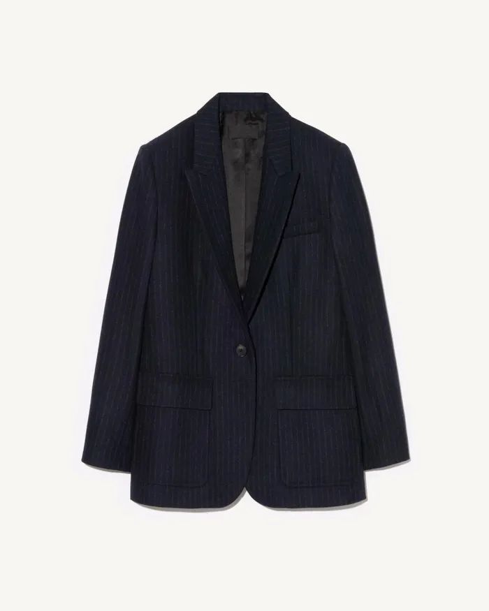 Women Jackets and Blazers Nili Lotan BRITTAN BLAZER Midnight Pinstripes