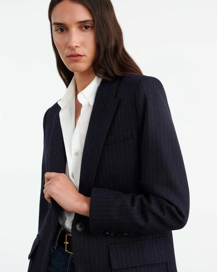 Women Jackets and Blazers Nili Lotan BRITTAN BLAZER Midnight Pinstripes