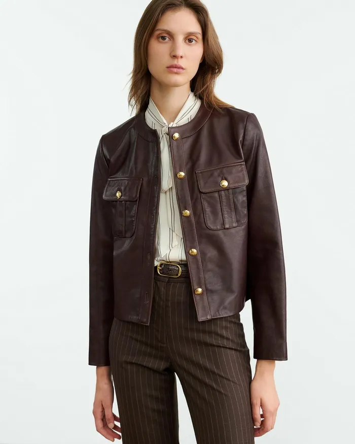 Women Jackets and Blazers Nili Lotan KITRA JACKET Brown