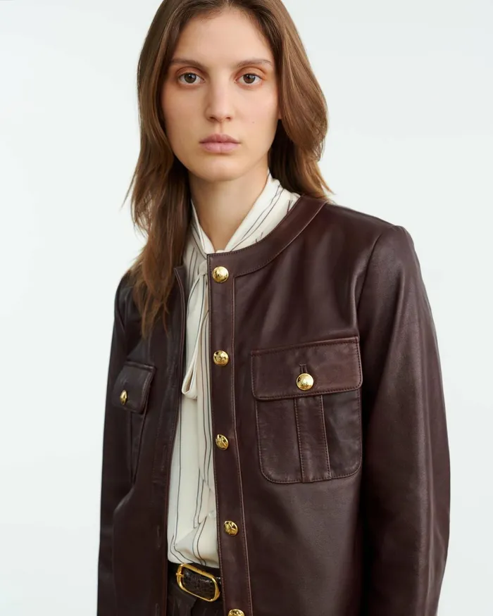 Women Jackets and Blazers Nili Lotan KITRA JACKET Brown
