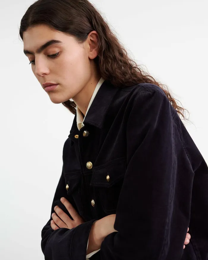 Women Jackets and Blazers Nili Lotan LIZETH CORDUROY JACKET Midnight