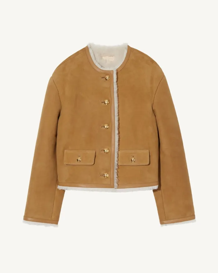 Women Jackets and Blazers Nili Lotan ZANIE SHEARLING JACKET Tannatural