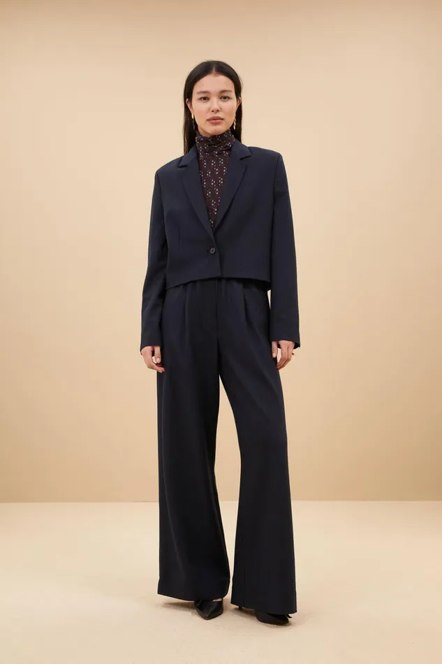 Women Jackets Bybar Jody Stripe Blazer Dark Navy