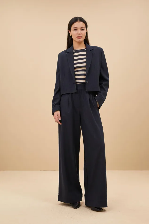 Women Jackets Bybar Jody Stripe Blazer Dark Navy