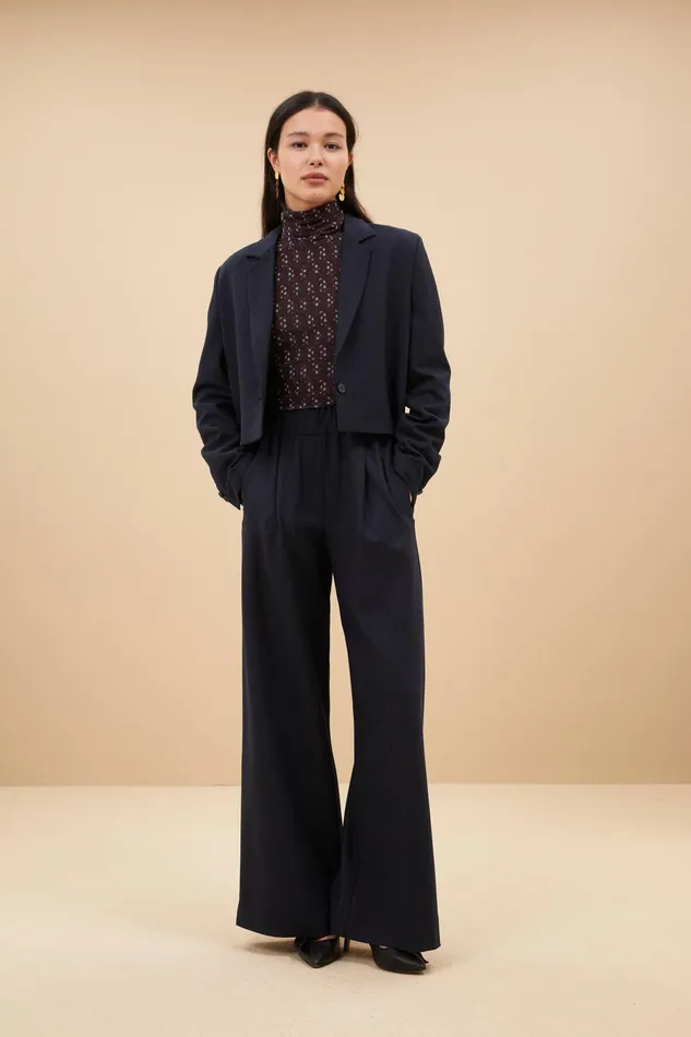 Women Jackets Bybar Jody Stripe Blazer Dark Navy