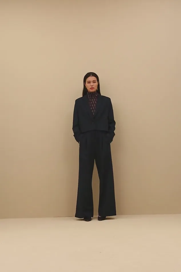Women Jackets Bybar Jody Stripe Blazer Dark Navy