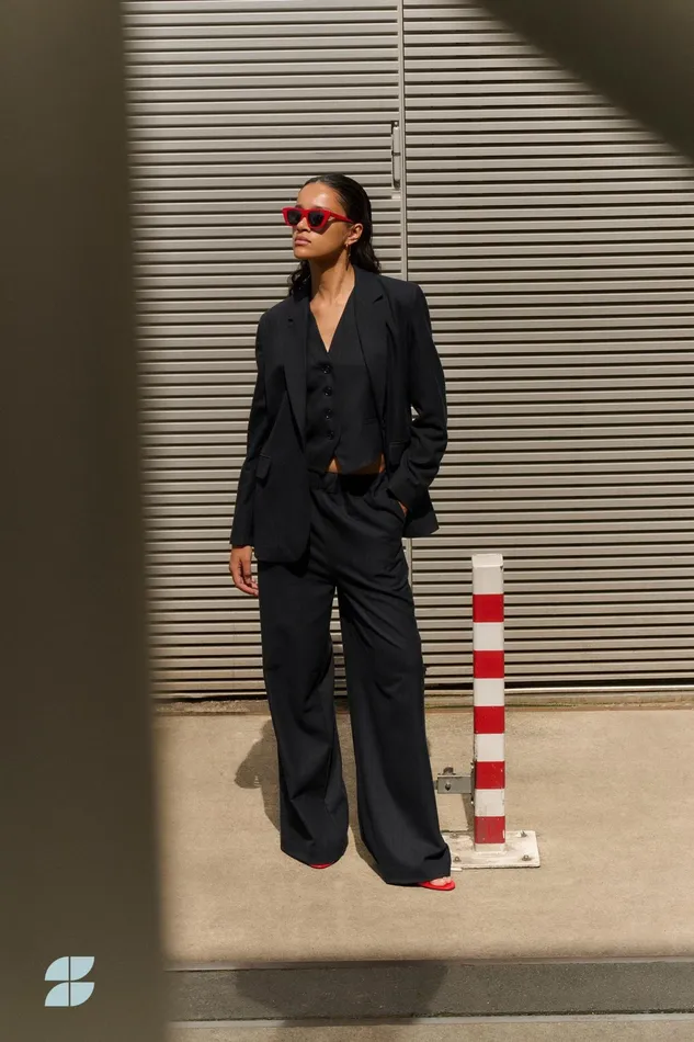 Women Jackets Bybar Lynn Pinstripe Gilet Midnight
