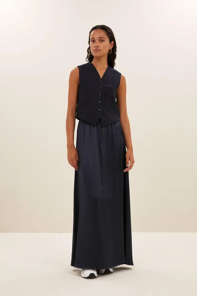 Women Jackets Bybar Lynn Pinstripe Gilet Midnight