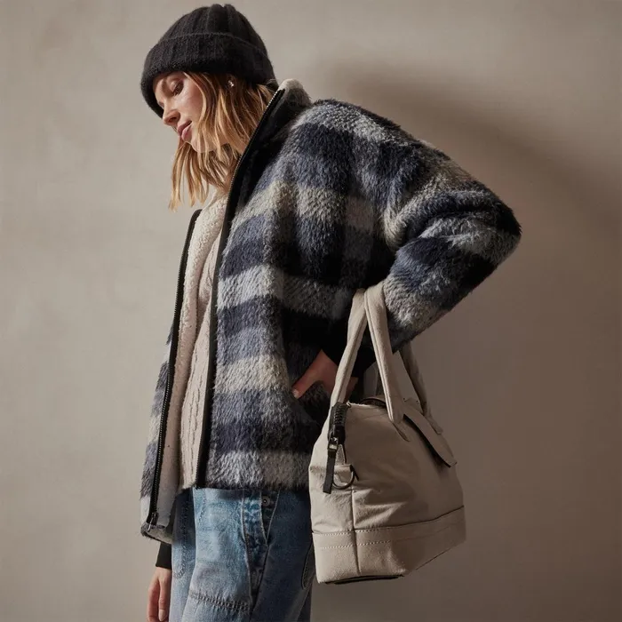 Women JacketsOuterwear James Perse Sherpa Lined Plaid Zip Jacket Breeze Plaid