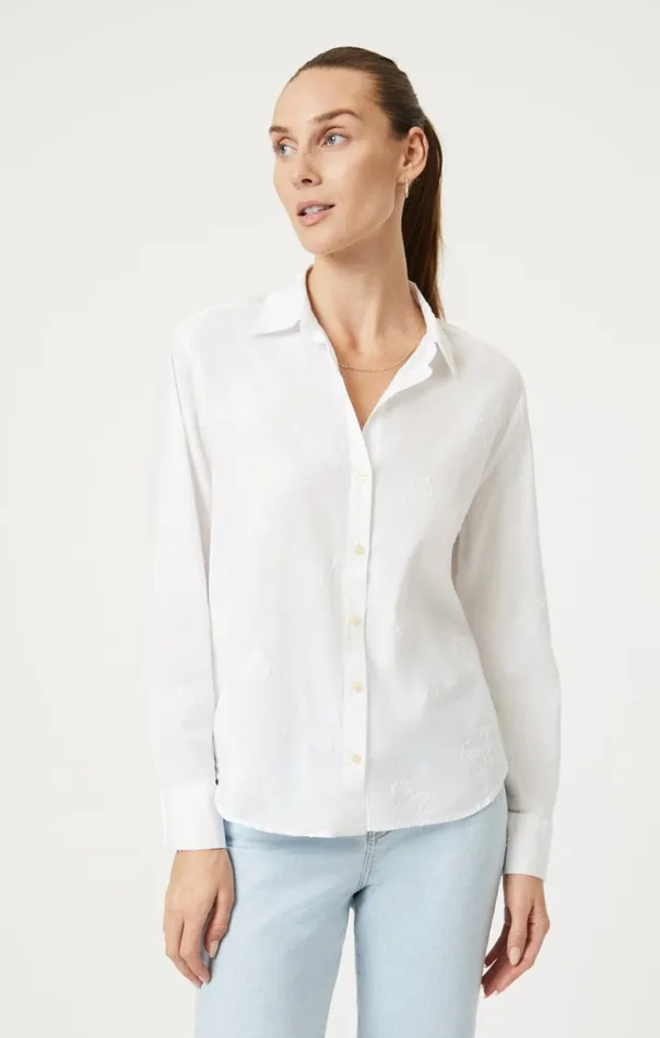 Women Jacquard ButtonUp Shirt In Antique White Mavi Jeans Shirts