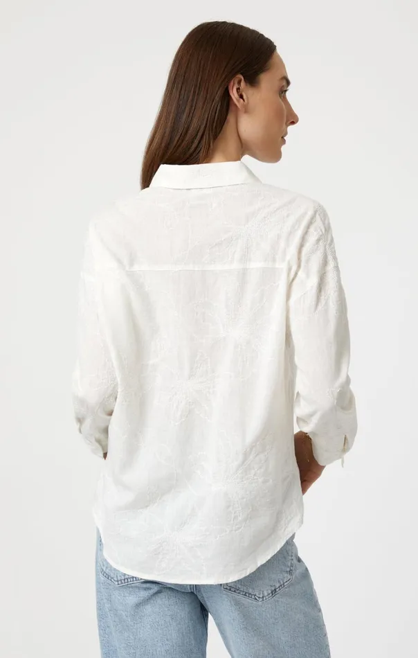 Women Jacquard Long Sleeve Shirt In White Mavi Jeans Shirts Women Jacquard Long Sleeve Shirt In White Mavi Jeans Shirts