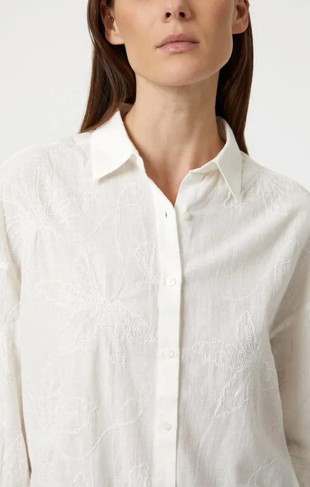 Women Jacquard Long Sleeve Shirt In White Mavi Jeans Shirts Women Jacquard Long Sleeve Shirt In White Mavi Jeans Shirts