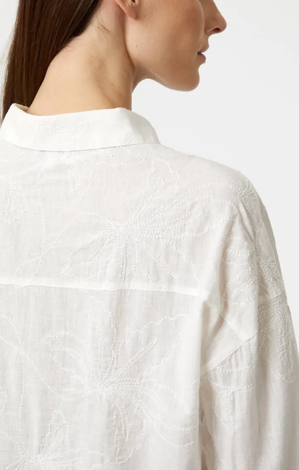Women Jacquard Long Sleeve Shirt In White Mavi Jeans Shirts Women Jacquard Long Sleeve Shirt In White Mavi Jeans Shirts