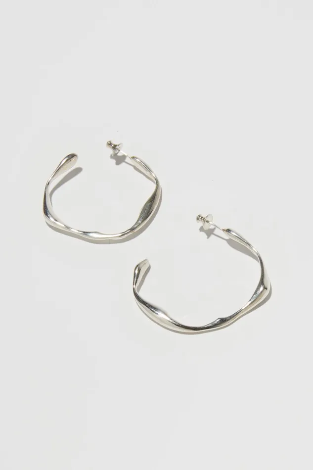 Women Jewellery Lee Mathews Faris Onda Hoops Medium Silver