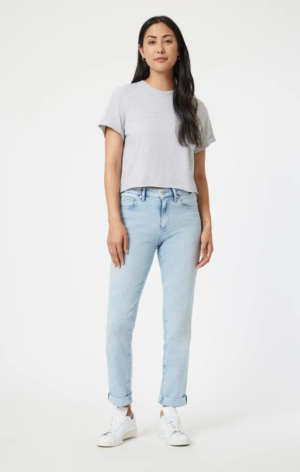Women Kathleen Slim Boyfriend In Bleach Feather Blue Mavi Jeans Denim