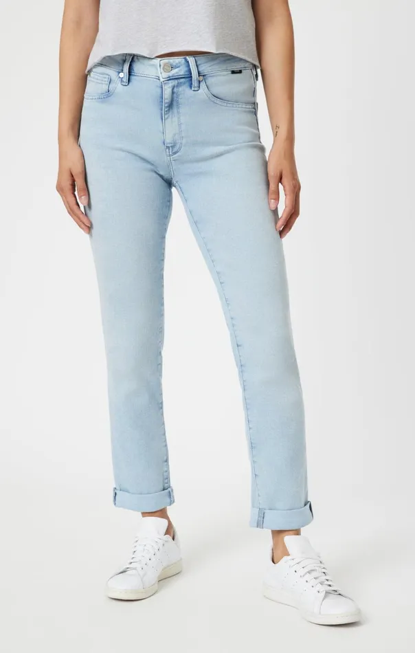 Women Kathleen Slim Boyfriend In Bleach Feather Blue Mavi Jeans Denim