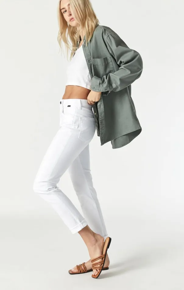 Women Kathleen Slim Boyfriend In White Feather Blue Mavi Jeans Denim Women Kathleen Slim Boyfriend In White Feather Blue Mavi Jeans Denim