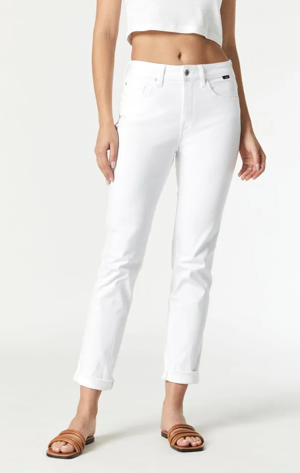 Women Kathleen Slim Boyfriend In White Feather Blue Mavi Jeans Denim Women Kathleen Slim Boyfriend In White Feather Blue Mavi Jeans Denim