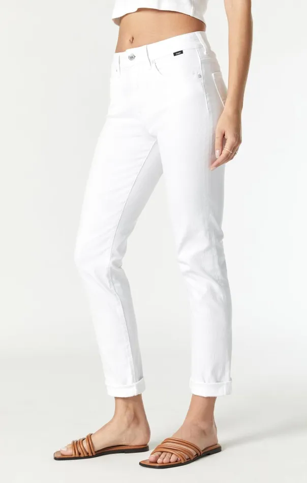 Women Kathleen Slim Boyfriend In White Feather Blue Mavi Jeans Denim Women Kathleen Slim Boyfriend In White Feather Blue Mavi Jeans Denim