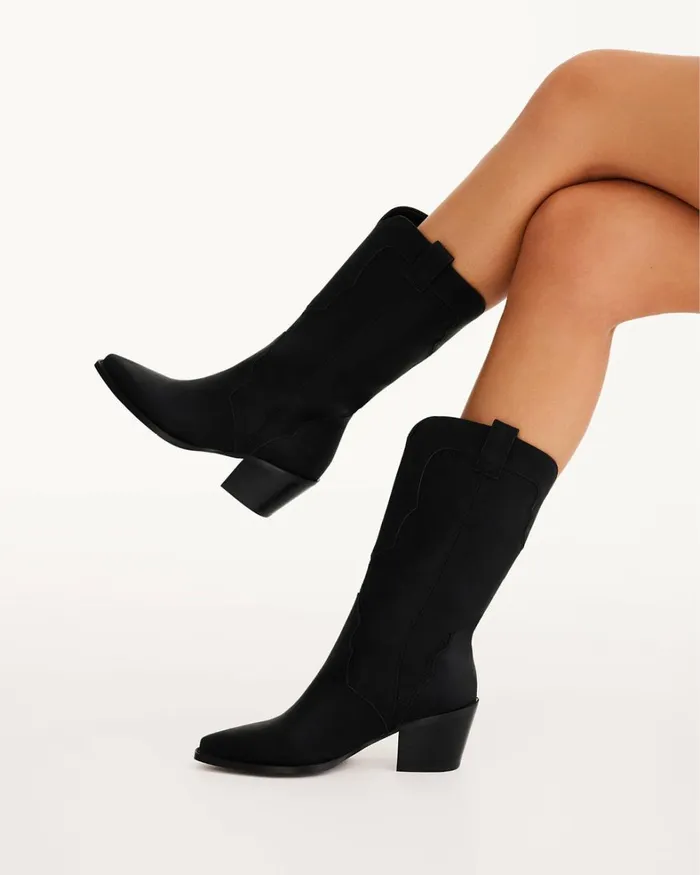 Women Knee High Boots Billini DARIEL 8211 BLACK NUBUCKBLACK