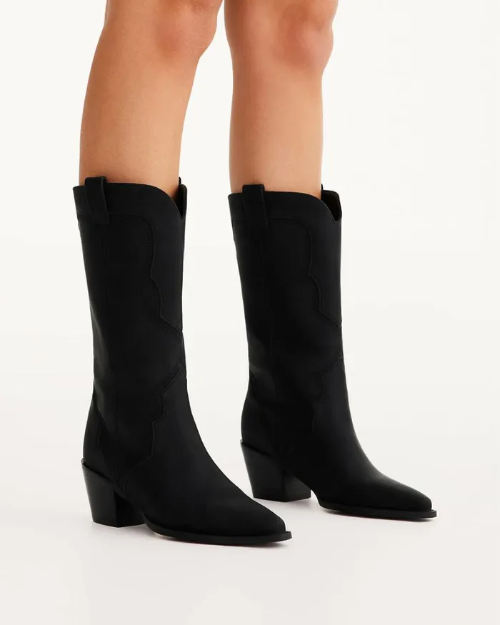 Women Knee High Boots Billini DARIEL 8211 BLACK NUBUCKBLACK