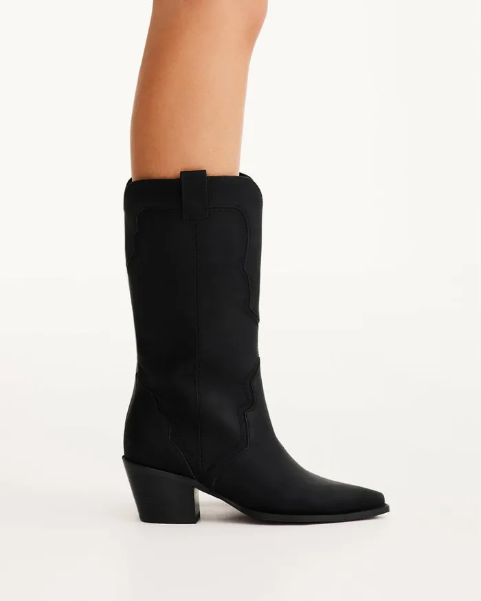 Women Knee High Boots Billini DARIEL 8211 BLACK NUBUCKBLACK
