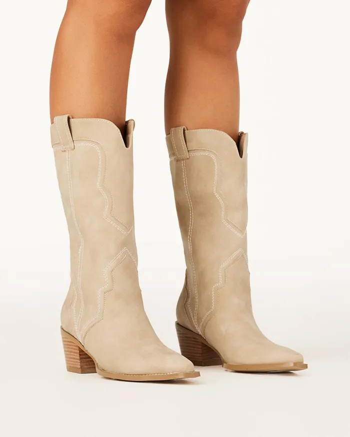Women Knee High Boots Billini DARIEL 8211 TAUPE NUBUCK