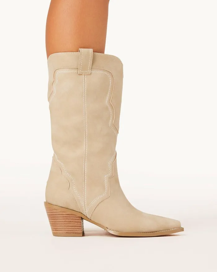Women Knee High Boots Billini DARIEL 8211 TAUPE NUBUCK
