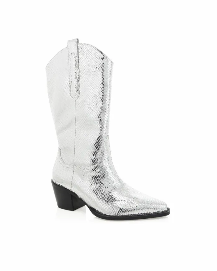 Women Knee High Boots Billini DEACON 8211 SILVER SCALE
