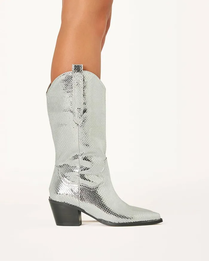 Women Knee High Boots Billini DEACON 8211 SILVER SCALE