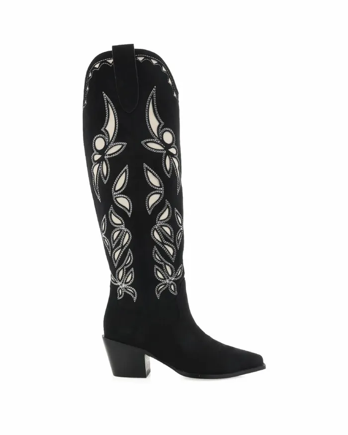 Women Knee High Boots Billini DELLA 8211 BLACK SUEDE