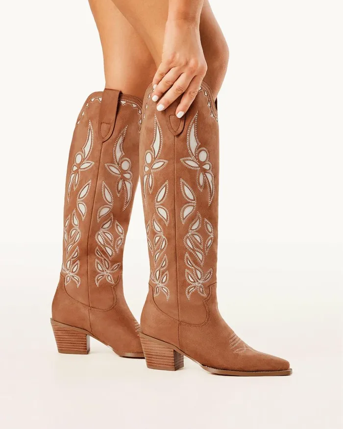 Women Knee High Boots Billini DELLA 8211 DARK TAN SUEDE