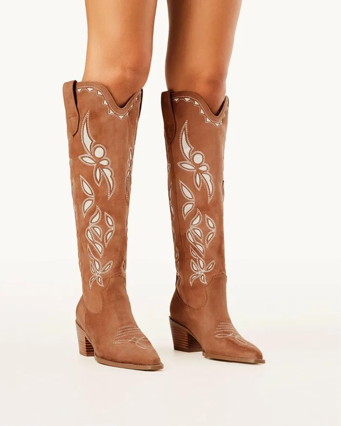 Women Knee High Boots Billini DELLA 8211 DARK TAN SUEDE