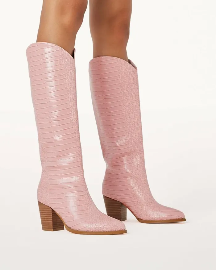 Women Knee High Boots Billini FERREIRA 8211 FONDANT CROC