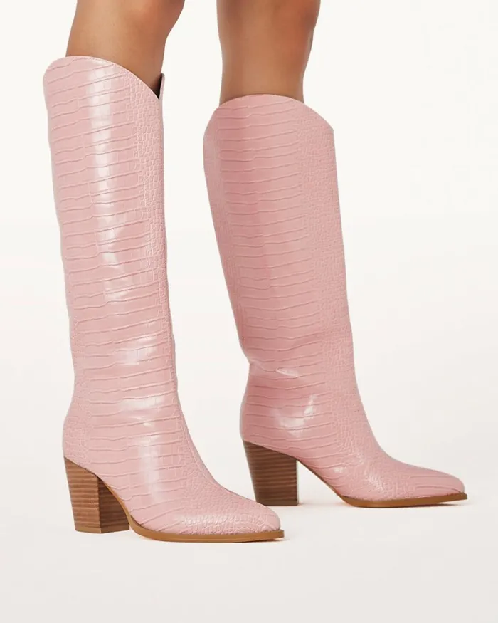 Women Knee High Boots Billini FERREIRA 8211 FONDANT CROC